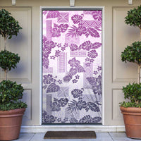 Vintage Hawaii Door Cover Hibiscus Tapa Tribal With Hawaiian Quilt Pattern Violet LT9 Violet - Polynesian Pride