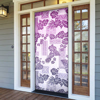 Vintage Hawaii Door Cover Hibiscus Tapa Tribal With Hawaiian Quilt Pattern Violet LT9 - Polynesian Pride