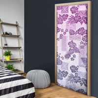 Vintage Hawaii Door Cover Hibiscus Tapa Tribal With Hawaiian Quilt Pattern Violet LT9 - Polynesian Pride