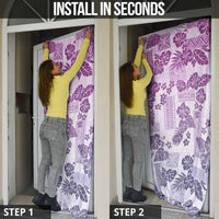 Vintage Hawaii Door Cover Hibiscus Tapa Tribal With Hawaiian Quilt Pattern Violet LT9 - Polynesian Pride