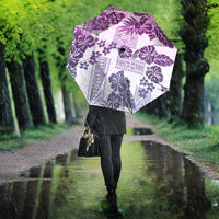 Vintage Hawaii Umbrella Hibiscus Tapa Tribal With Hawaiian Quilt Pattern Violet - Polynesian Pride