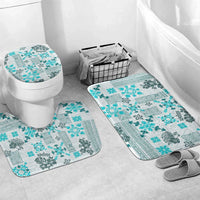 Hawaii Tapa Tribal Bathroom Set With Hawaiian Quilt Pattern Aqua LT9 Mat Set Only (3 pcs) One Size Aqua - Polynesian Pride