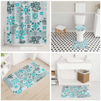 Hawaii Tapa Tribal Bathroom Set With Hawaiian Quilt Pattern Aqua LT9 - Polynesian Pride