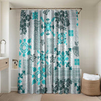 Hawaii Tapa Tribal Bathroom Set With Hawaiian Quilt Pattern Aqua LT9 Shower Curtain Only Aqua - Polynesian Pride
