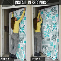 Hawaii Tapa Tribal Door Cover With Hawaiian Quilt Pattern Aqua LT9 - Polynesian Pride