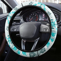 Hawaii Tapa Tribal Steering Wheel Cover With Hawaiian Quilt Pattern Aqua