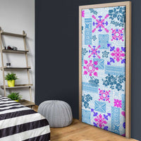 Hawaii Tapa Tribal Door Cover With Hawaiian Quilt Pattern Blue LT9 - Polynesian Pride