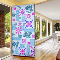 Hawaii Tapa Tribal Door Cover With Hawaiian Quilt Pattern Blue LT9 - Polynesian Pride