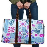 Hawaii Tapa Tribal Travel Bag With Hawaiian Quilt Pattern Blue - Polynesian Pride