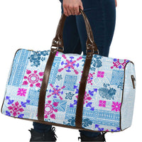 Hawaii Tapa Tribal Travel Bag With Hawaiian Quilt Pattern Blue - Polynesian Pride