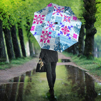 Hawaii Tapa Tribal Umbrella With Hawaiian Quilt Pattern Blue LT9 - Polynesian Pride