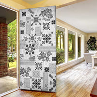 Hawaii Tapa Tribal Door Cover With Hawaiian Quilt Pattern Black LT9 - Polynesian Pride