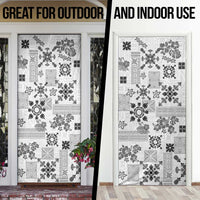 Hawaii Tapa Tribal Door Cover With Hawaiian Quilt Pattern Black LT9 - Polynesian Pride