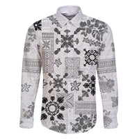 Hawaii Tapa Tribal Family Matching Short Sleeve Bodycon Dress and Hawaiian Shirt With Hawaiian Quilt Pattern Black LT9 Dad's Shirt - Long Sleeve Black - Polynesian Pride