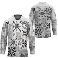 Hawaii Tapa Tribal Hockey Jersey With Hawaiian Quilt Pattern Black LT9 - Polynesian Pride