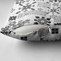 Hawaii Tapa Tribal Pillow Cover With Hawaiian Quilt Pattern Black - Polynesian Pride