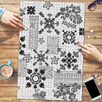 Hawaii Tapa Tribal Puzzle With Hawaiian Quilt Pattern Black LT9 Black - Polynesian Pride