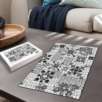 Hawaii Tapa Tribal Puzzle With Hawaiian Quilt Pattern Black LT9 - Polynesian Pride