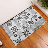 Hawaii Tapa Tribal Rubber Doormat With Hawaiian Quilt Pattern Black LT9 Black - Polynesian Pride