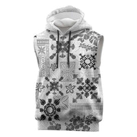 Hawaii Tapa Tribal Sleeveless Hoodie With Hawaiian Quilt Pattern Black LT9 Black - Polynesian Pride