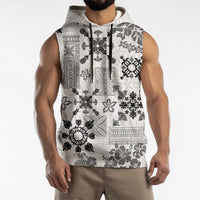 Hawaii Tapa Tribal Sleeveless Hoodie With Hawaiian Quilt Pattern Black LT9 - Polynesian Pride