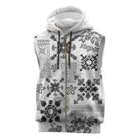 Hawaii Tapa Tribal Sleeveless Zip Hoodie With Hawaiian Quilt Pattern Black - Polynesian Pride
