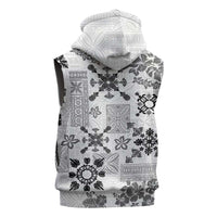 Hawaii Tapa Tribal Sleeveless Zip Hoodie With Hawaiian Quilt Pattern Black - Polynesian Pride
