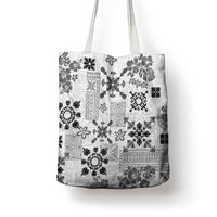 Hawaii Tapa Tribal Tote Bag With Hawaiian Quilt Pattern Black - Polynesian Pride