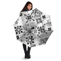 Hawaii Tapa Tribal Umbrella With Hawaiian Quilt Pattern Black LT9 - Polynesian Pride