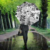 Hawaii Tapa Tribal Umbrella With Hawaiian Quilt Pattern Black LT9 - Polynesian Pride