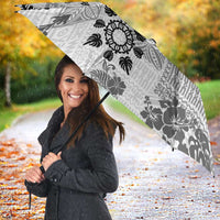 Hawaii Tapa Tribal Umbrella With Hawaiian Quilt Pattern Black LT9 - Polynesian Pride