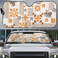 Hawaii Tapa Tribal Auto Sun Shade With Hawaiian Quilt Pattern Gold - Polynesian Pride