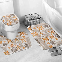 Hawaii Tapa Tribal Bathroom Set With Hawaiian Quilt Pattern Gold LT9 Mat Set Only (3 pcs) One Size Gold - Polynesian Pride