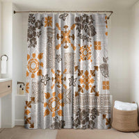 Hawaii Tapa Tribal Bathroom Set With Hawaiian Quilt Pattern Gold LT9 Shower Curtain Only Gold - Polynesian Pride