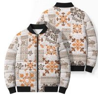 Hawaii Tapa Tribal Bomber Puffer Jacket With Hawaiian Quilt Pattern Gold LT9 - Polynesian Pride