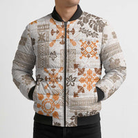 Hawaii Tapa Tribal Bomber Puffer Jacket With Hawaiian Quilt Pattern Gold LT9 - Polynesian Pride