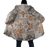 Hawaii Tapa Tribal Cloak With Hawaiian Quilt Pattern Gold LT9 - Polynesian Pride