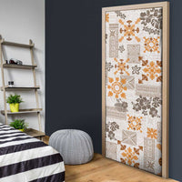 Hawaii Tapa Tribal Door Cover With Hawaiian Quilt Pattern Gold LT9 - Polynesian Pride