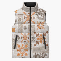 Hawaii Tapa Tribal Sleeveless Puffer Jacket With Hawaiian Quilt Pattern Gold LT9 Unisex Gold - Polynesian Pride