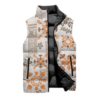 Hawaii Tapa Tribal Sleeveless Puffer Jacket With Hawaiian Quilt Pattern Gold LT9 - Polynesian Pride