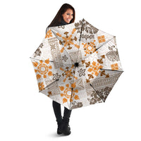 Hawaii Tapa Tribal Umbrella With Hawaiian Quilt Pattern Gold LT9 - Polynesian Pride