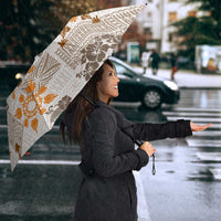Hawaii Tapa Tribal Umbrella With Hawaiian Quilt Pattern Gold LT9 - Polynesian Pride