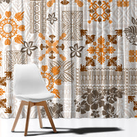 Hawaii Tapa Tribal Window Curtain With Hawaiian Quilt Pattern Gold LT9 - Polynesian Pride