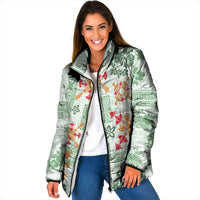 Hawaii Tapa Tribal Padded Jacket With Hawaiian Quilt Pattern Green - Polynesian Pride
