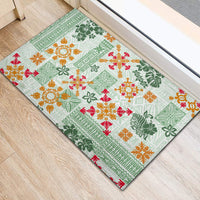 Hawaii Tapa Tribal Rubber Doormat With Hawaiian Quilt Pattern Green LT9 - Polynesian Pride
