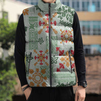 Hawaii Tapa Tribal Sleeveless Puffer Jacket With Hawaiian Quilt Pattern Green - Polynesian Pride