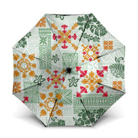 Hawaii Tapa Tribal Umbrella With Hawaiian Quilt Pattern Green LT9 One Size Folded 11.42 inch Opened Diameter 37.4 inch Green - Polynesian Pride