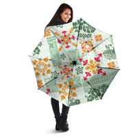Hawaii Tapa Tribal Umbrella With Hawaiian Quilt Pattern Green LT9 - Polynesian Pride