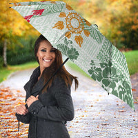 Hawaii Tapa Tribal Umbrella With Hawaiian Quilt Pattern Green LT9 - Polynesian Pride