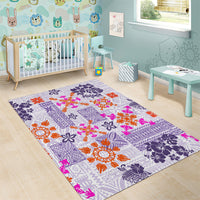 Hawaii Tapa Tribal Area Rug With Hawaiian Quilt Pattern Violet LT9 - Polynesian Pride